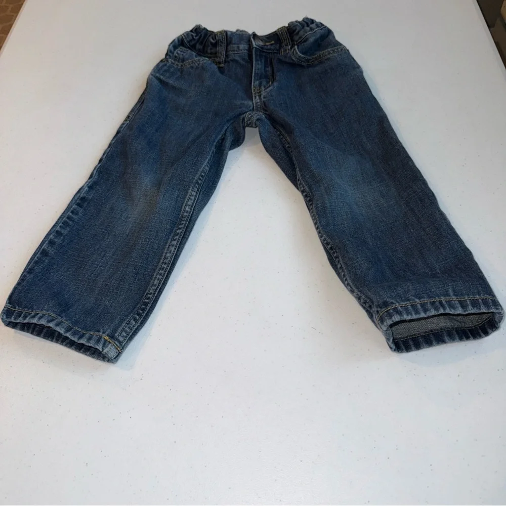 Gymboree Kids Boys Sz 3 Adjustable Waist Stretch Elastic Straight Jeans Blue‎